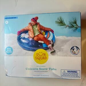 Sun Squad 48 In Inflatable Snow Sled Heavy Duty Winter Snow Tube for Kids Adults